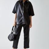 Glamorous Black PU Co-ord Boxy Oversized Shirt