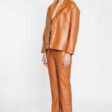 Glamorous Tan PU Co-ord Flared Trouser