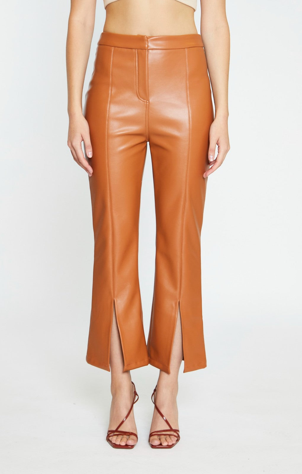 Glamorous Tan PU Co-ord Flared Trouser