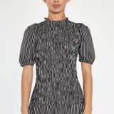 Glamorous Brown & White Stripe Shirred Bodice Maxi Dress