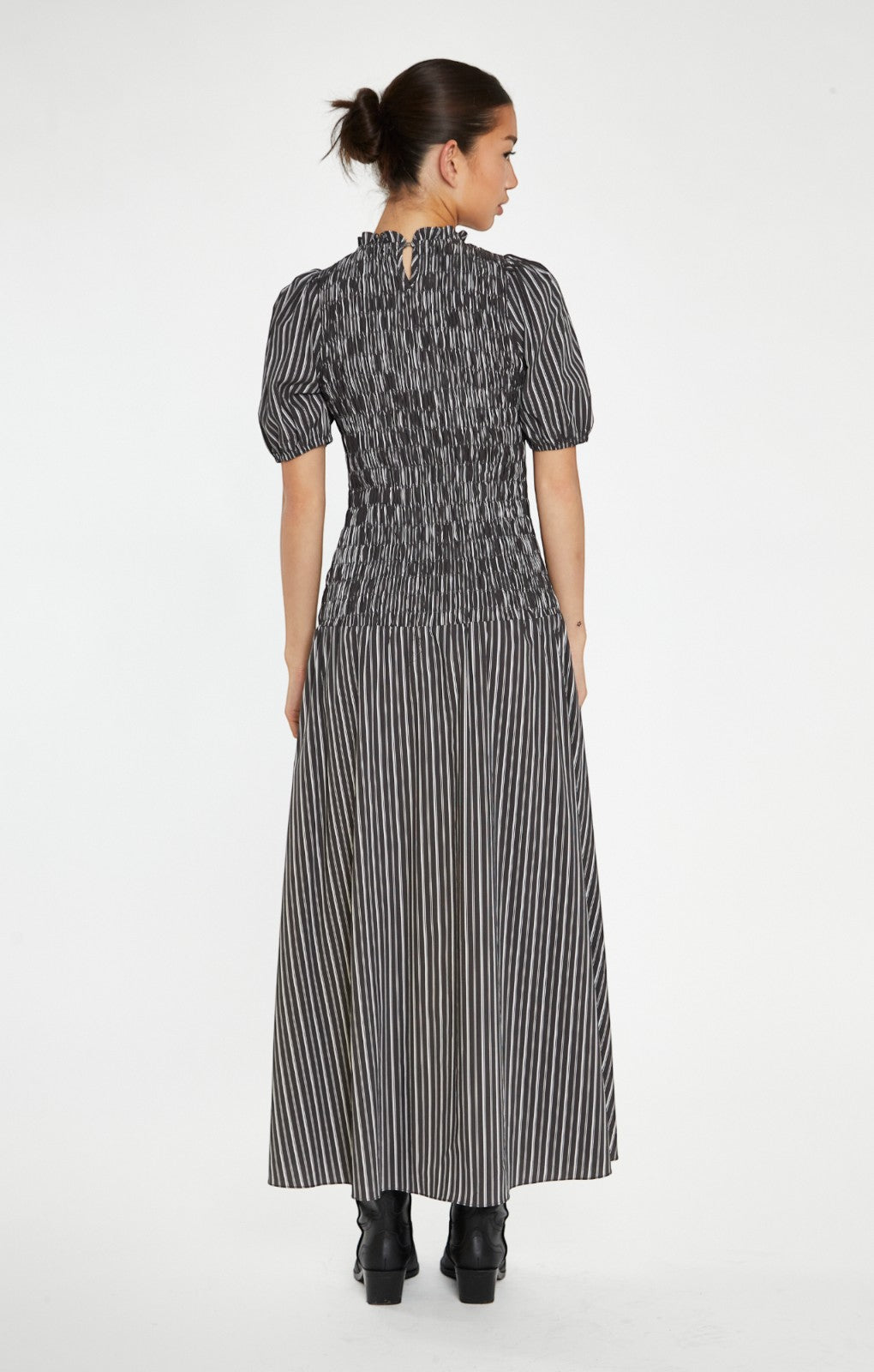 Glamorous Brown & White Stripe Shirred Bodice Maxi Dress