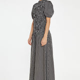 Glamorous Brown & White Stripe Shirred Bodice Maxi Dress