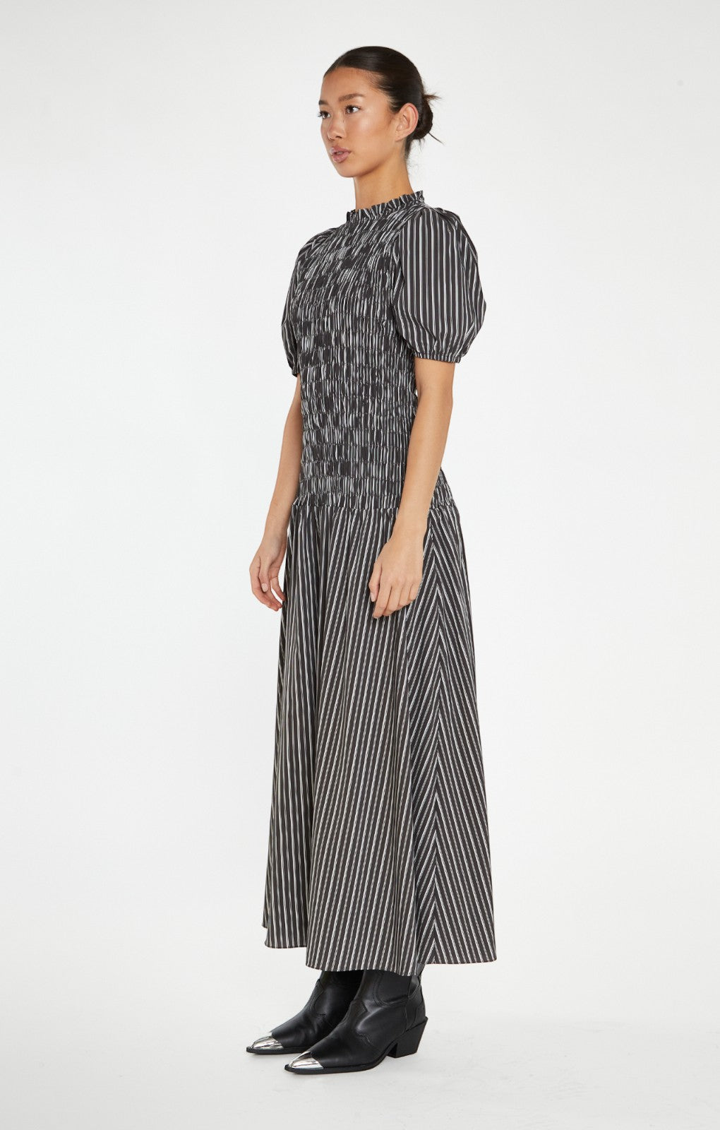 Glamorous Brown & White Stripe Shirred Bodice Maxi Dress