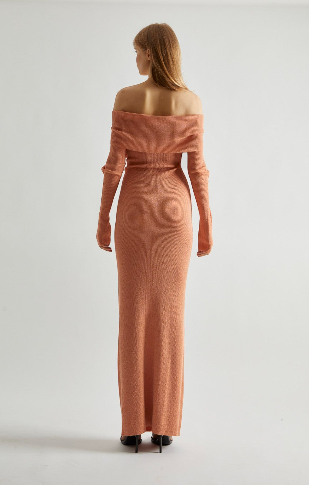 Glamorous Glitter Knitted Bardot Maxi Dress