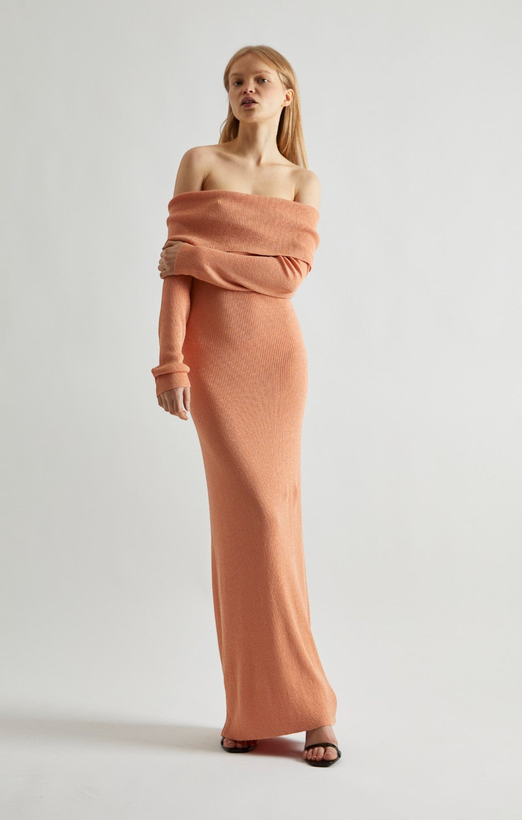 Glamorous Glitter Knitted Bardot Maxi Dress