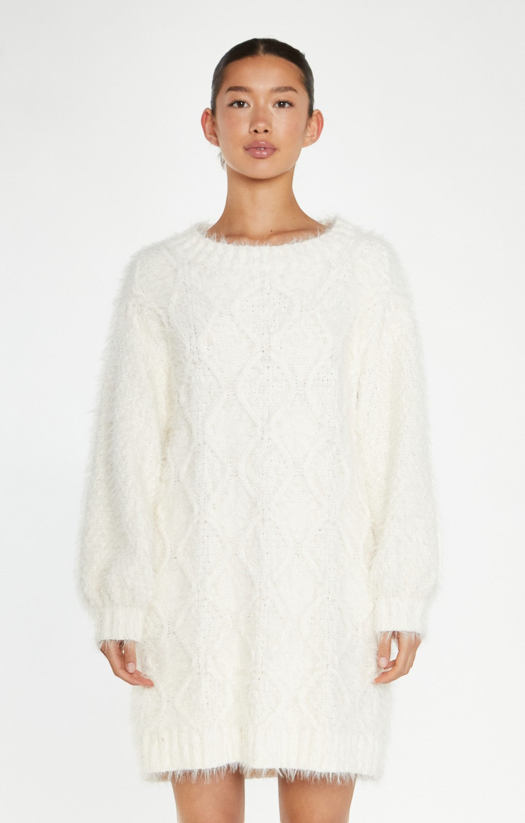 Glamorous Cream Cable Knit Jumper Mini Dress