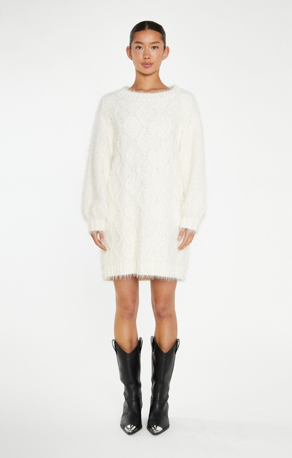 Glamorous Cream Cable Knit Jumper Mini Dress