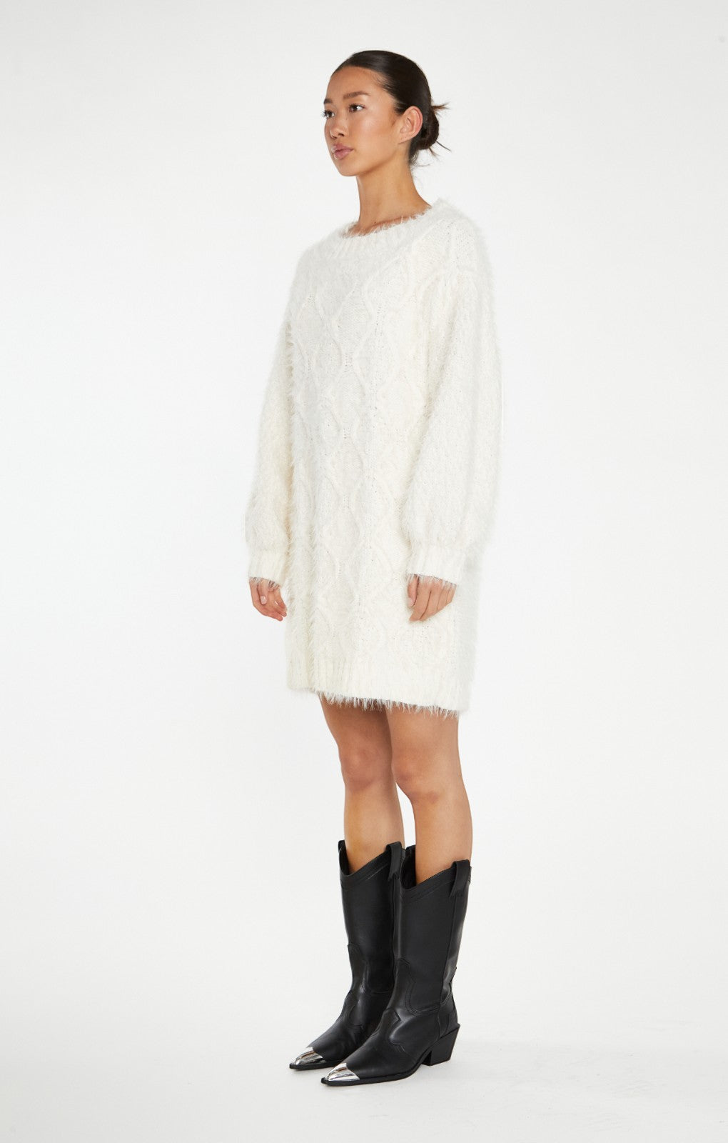 Glamorous Cream Cable Knit Jumper Mini Dress