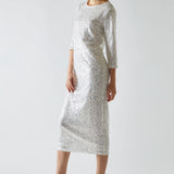 Glamorous Silver Sequin Aline Midi Dress