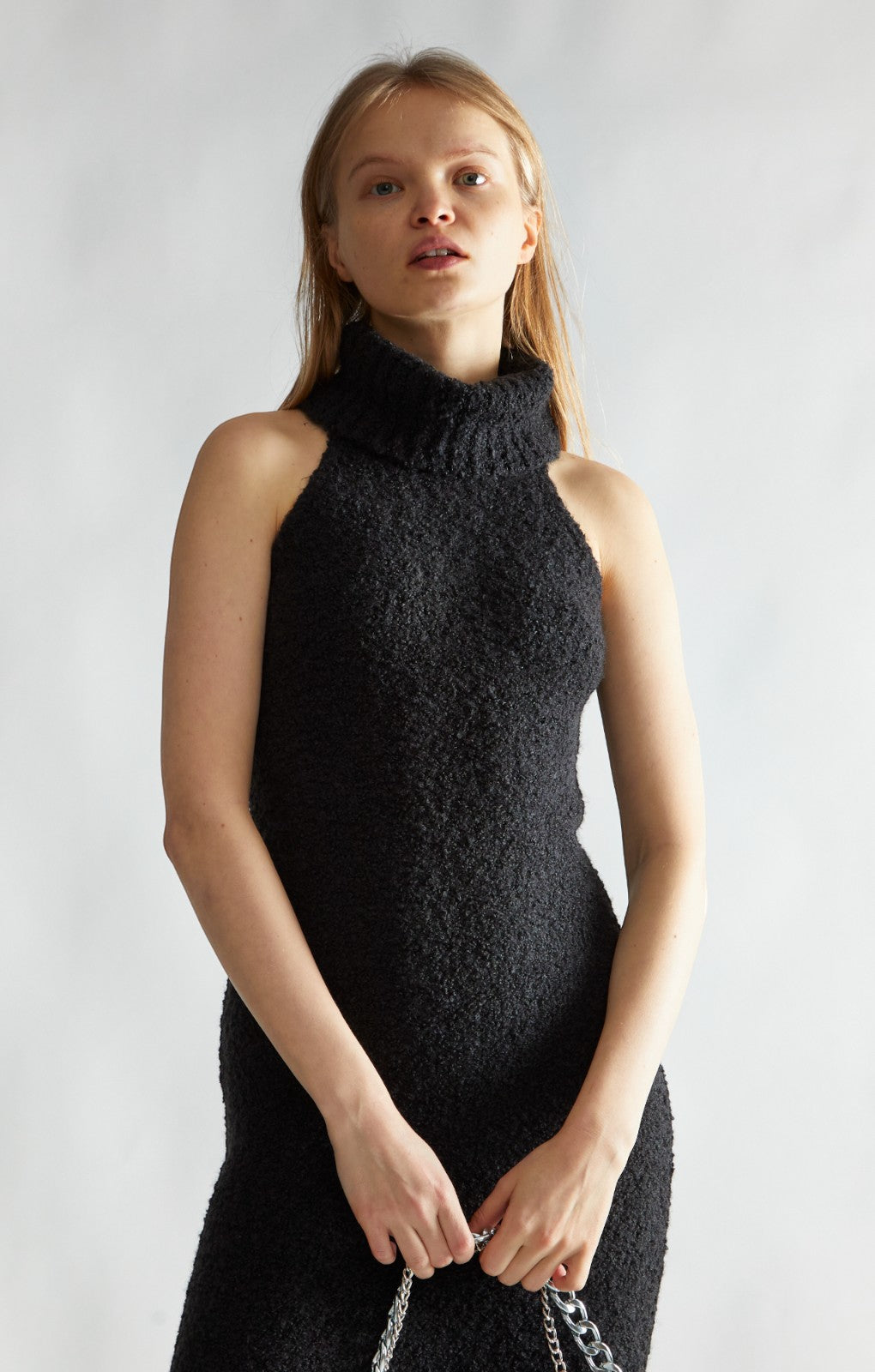 Glamorous Black Knitted Roll Neck Maxi Dress