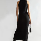 Glamorous Black Knitted Roll Neck Maxi Dress