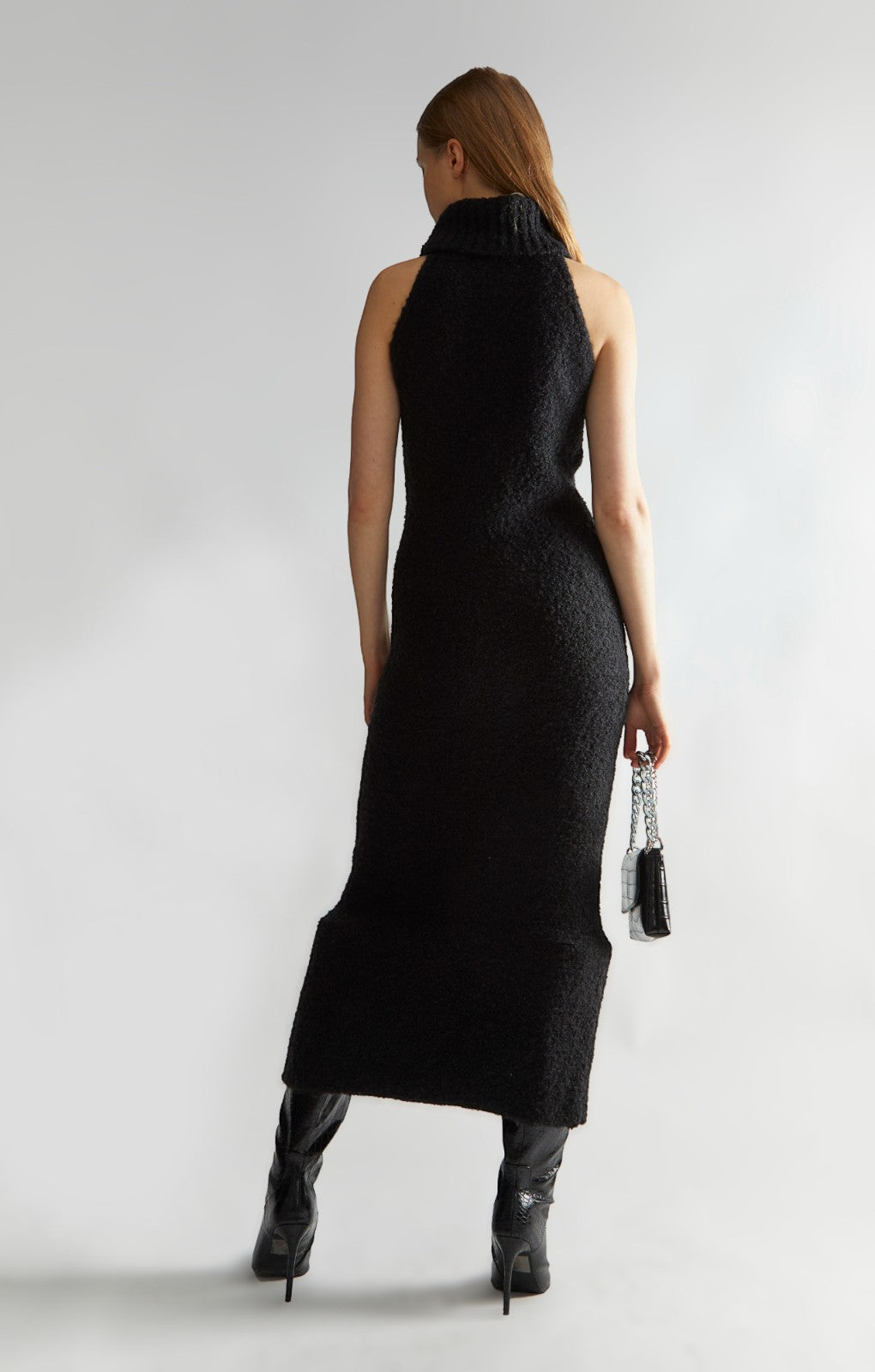 Glamorous Black Knitted Roll Neck Maxi Dress