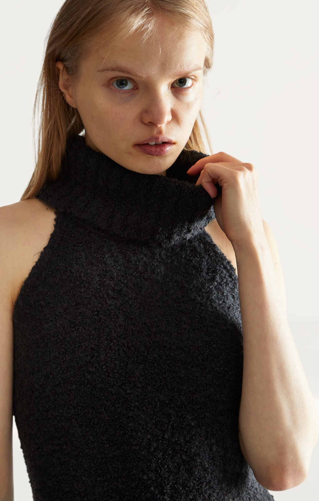 Glamorous Black Knitted Roll Neck Maxi Dress