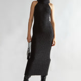 Glamorous Black Knitted Roll Neck Maxi Dress