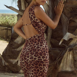 Runaway The Label Antonie Leopard Print Midi Dress