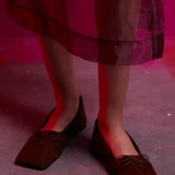 ASOS DESIGN Lotus Premium Leather Ballets in Burgundy Suede