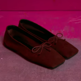 ASOS DESIGN Lotus Premium Leather Ballets in Burgundy Suede