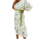 ASOS DESIGN One Shoulder Cutwork Floral Dress