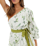 ASOS DESIGN One Shoulder Cutwork Floral Dress