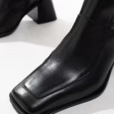 ASOS DESIGN Ria mid-heel leather boots in black