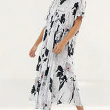 ASOS Block Floral Ruched Maxi Dress