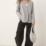 ASOS DESIGN Clean Blazer in Grey Stripe
