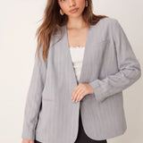 ASOS DESIGN Clean Blazer in Grey Stripe
