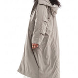 ASOS DESIGN Clean Longline Puffer Coat with Hood in Sage