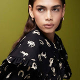 ASOS DESIGN Collar Detail Mini Dress in Horse Print