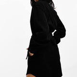 ASOS DESIGN cord belted shirt dress in black