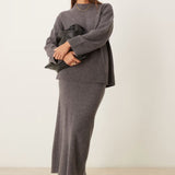 ASOS DESIGN Crew Neck Oversized Jumper with Seam Back Detail in Charcoal Lambswool