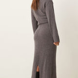 ASOS DESIGN Crew Neck Oversized Jumper with Seam Back Detail in Charcoal Lambswool