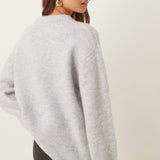ASOS DESIGN Relaxed Fit Jumper With Volume Sleeve In Alpaca Wool Blend In Grey
