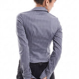 ASOS DESIGN Fitted Shirt in Grey Pinstripe