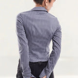 ASOS DESIGN Fitted Shirt in Grey Pinstripe