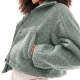 ASOS DESIGN Funnel Neck Boucle Bomber Jacket