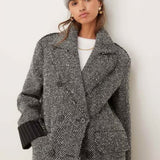 ASOS DESIGN Premium Bonded Dad Coat in Herringbone