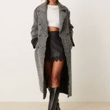 ASOS DESIGN Premium Bonded Dad Coat in Herringbone