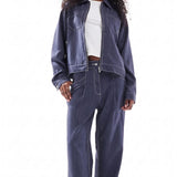 ASOS DESIGN Straight Leg Trousers in Denim Look