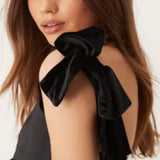 ASOS DESIGN Taffeta Velvet Bow Shoulder Cami Top In Black