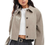ASOS DESIGN Top Collar Jacket in Mushroom