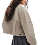 ASOS DESIGN Top Collar Jacket in Mushroom
