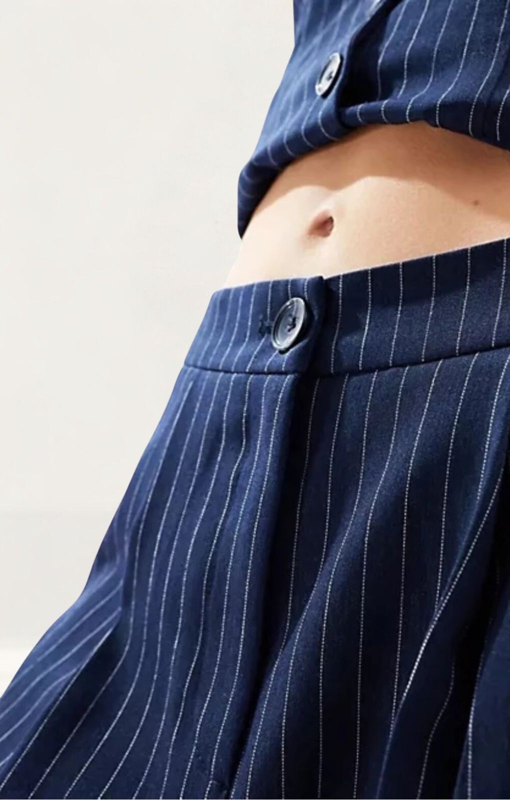 Asos Design Wide Leg Striped Trousers in Navy Pinstripe