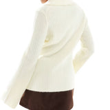 ASOS DESIGN Knitted Rib Collar Cardigan in Buttermilk