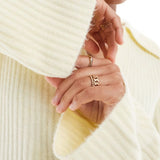 ASOS DESIGN Knitted Rib Collar Cardigan in Buttermilk