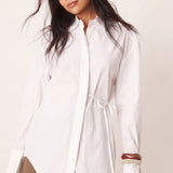 ASOS DESIGN Poplin Tie Side Oversized Shirt in White