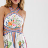 ASOS EDITION Petite Scarf Print Halter Midi Dress