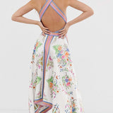 ASOS EDITION Petite Scarf Print Halter Midi Dress