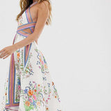 ASOS EDITION Petite Scarf Print Halter Midi Dress