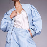ASOS LUXE PU Short Co-ord in Powder Blue